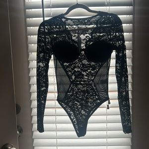 Fashion Nova Black Lace Bodysuit